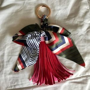 Handbag tassel faux leather pink/red, ribbon/bow